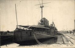 CPA Bateau de Guerre Ferryville Arsenal de Sidi Abdallah L'Ernest Renan