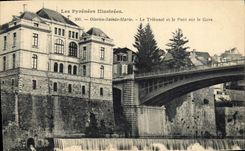CPA Palais de Justice Oloron Sainte Marie Le tribunal et le pont sur la Gave