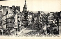 CPA Militaria Chateau Thierry Rue du Marechal Petain et Tour Ballan