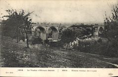CPA Militaria Le viaduc d'Hirson detruit