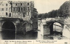CPA Militaria Le pont du moulin a Meaux detruit par le genie francais