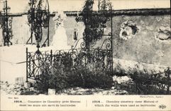 CPA Militaria Cimetiere de Chambry pres Meaux dont les murs ont servi de barricades