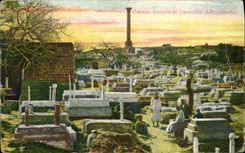 CPA Egypte Egypt Colonne pompeo et Cimetiere Alexandrie 