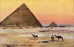 CPA Egypte Egypt 2nd and 3rd pyramids 