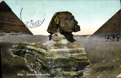 CPA Egypte Egypt Cairo Sphinx and Pyramids 