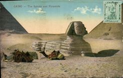 CPA Egypte Egypt Cairo The Sphinx and Pyramids 
