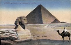 CPA Egypte Egypt Le Caire Le sphinx et la pyramide de Cheops 
