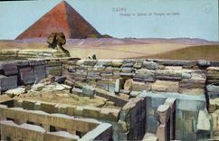 CPA Egypte Egypt Caire Cheops le sphinx et temple de Safra  