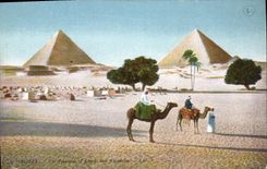 CPA Egypte Egypt The Pyramids of Kheops and Khephren 