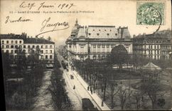 CPA Saint Etienne Rue de la Prefecture et la Prefecture Tramway