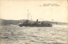 CPA Bateau de guerre Fanfare Contre torpilleur