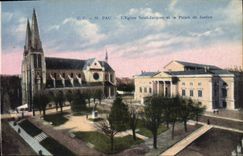 CPA PAU L'eglise Saint Jacques et le Palais de Justice 