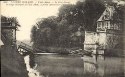 CPA Militaria Guerre 1914 1915 L'isle Adam Le pont detruit
