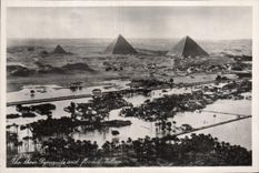 CPA Egypt Egypte  The three Pyramids and flooded Village