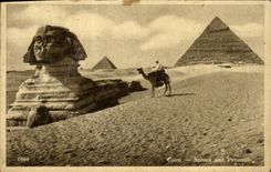 CPA Egypt Egypte  Cairo Sphinx and Pyramids