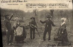 CPA Folklore Auvergne La bourree