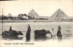 CPA Egypt Egypte Village aupres des pyramides 