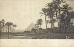 CPA Egypt Egypte Village pres des Pyramides 
