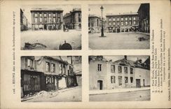 CPA Militaria Reims dans ses annees de bombardements 1914 1917 Place Royale Angle Rues Royale et Tru