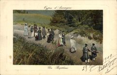 CPA Folklore Types d'Auvergne un Bapteme 