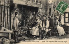 CPA Folklore L'Auvergne Pittoresque la demande en mariage 