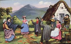 CPA Folklore Auvergne la Bourree 