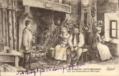 CPA Folklore L'Auvergne Pittoresque la demande en mariage 