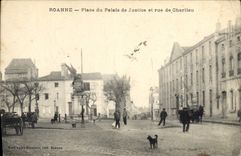 CPA Roanne place du Palais de Justice et rue de Charlieu 