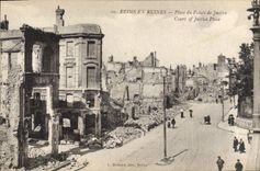 CPA Reims en Ruines Palais de Justice 