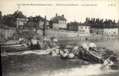 CPA Militaria La guerre Europeenne 1914 Pont Ste Maxence le pont detruit 
