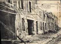 CPA Militaria Verdun Faubourg de Belleville apres le bombardement 