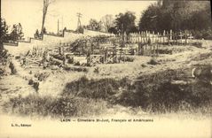 CPA Militaria Laon cimetiere St Just francais et Americans 