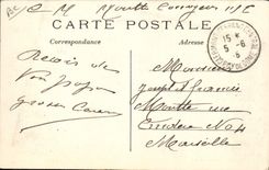 CPA Folklore Auvergnates se rendant au marche Cheval