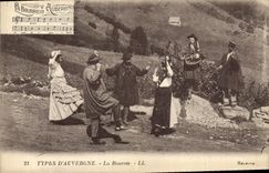 CPA Folklore Types d'Auvergne la Bourree 