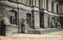 CPA Rennes Lile et Vitaine Palais de Justice l'entreestatues des Juroscinsulles d'argentre 