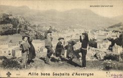 CPA Folklore Bourree enfantibe Mille bons souhaits d'Auvergne 