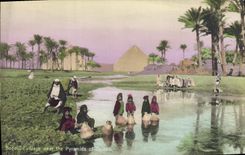 CPA Egypt Egypte Village bedouin pres des Pyramides de Guizeh 