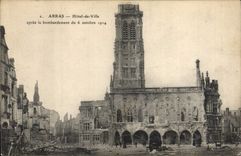 CPA Militaria Arras hotel de ville apres le bombardement du 6 octobre 1914 