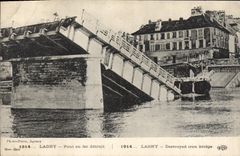 CPA Militaria Lagny pont en fer detruit 
