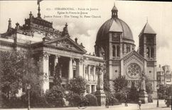 CPA Strasbourg Palais de Justice Eglise Saint Pierre le Jeune 