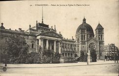 CPA Strasbourg Palais de Justice et Eglise st Pierre le Jeune 