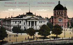 CPA Strasbourg Palais de Justice Eglise St Pierre le jeune 