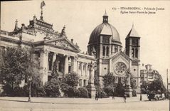 CPA Strasbourg Palais de Justice Eglise Saint Pierre le Jeune 
