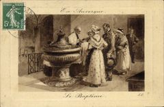 CPA Folklore En Auvergne le Bapteme 