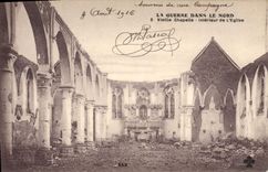 CPA Militaria La Guerre dans le Nord Vieille Chapelle Interieur de L'Eglise 