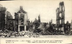 CPA Militaria Guerre 1914 1916 Albert Somme Ce qu'il reste d'un Quartier apres le bombardement 