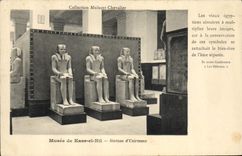 CPA Egypte Egypt Musée de Kasv-el-Nil Statues d'Usirtesen