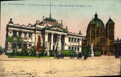 CPA STRASBOURG.-LE PALAIS DE JUSTICE ET L'EGLISE SAINT-PIERRE