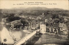 CPA Les Pyrénées Ariègeoises.St.GIRONS.-Vue panoramique Tribunal et Pont Vieux