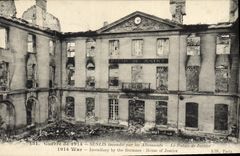 CPA Guerre de 1914- SENLIS incendié par les Allemands-Le palais de Justice Militaria
